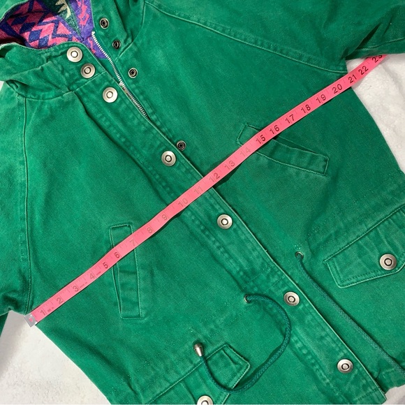Vintage Casual Club Green 100% Cotton Drawstring Waist Lined Coat size 12 - Picture 4 of 14